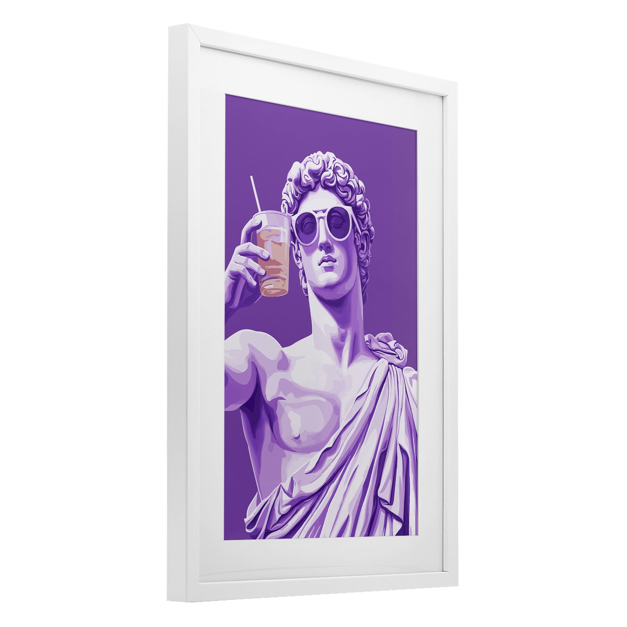 Stupell Industries Greek Statue Cheers White Framed Print Under Glass, design by Andreas Magnusson