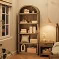 thumbnail image 4 of Bookcase Arched Bookshelf 71.65in Tall Bookcase Farmhouse Display Storage Rack Wooden Bookshelves for Home Office, Living Room, 4 of 9
