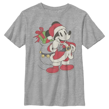 Boy s Mickey & Friends Mickey Mouse Is Santa Graphic Tee Athletic Heather Large