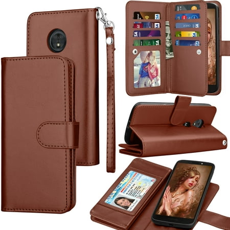 Tekcoo Motorola Moto G7 / G7 Plus / G6 Play / Moto G6 / Moto G6 Forge Wallet Case, Luxury ID Cash Credit Card Slots Holder [Black] Carrying Folio Flip Cover [Detachable Magnetic Hard Case] &