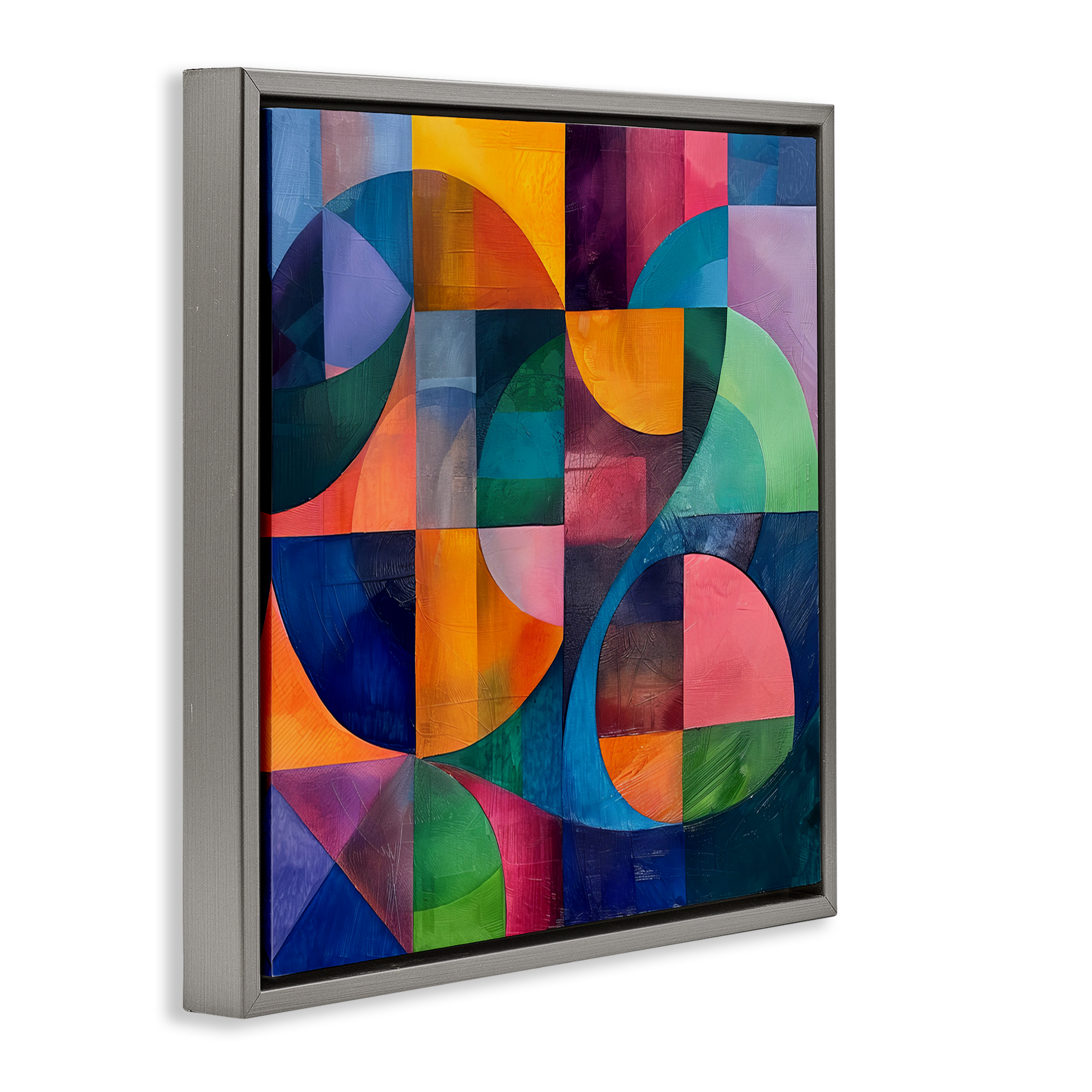Stupell Industries Luminous Spectrum Shapes Abstract Painting Gray Floater Framed Canvas Art Print Wall Art, 25 x 25