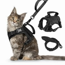 QLFYUU Cat Harness and Leash Set for Walking Escape Proof Adjustable Harness Black Color
