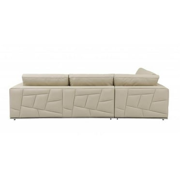 Deco Tufted Italian Leather Modular L Shaped Corner Sectional, Beige - 2 Piece