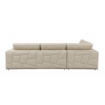 Deco Tufted Italian Leather Modular L Shaped Corner Sectional, Beige - 2 Piece