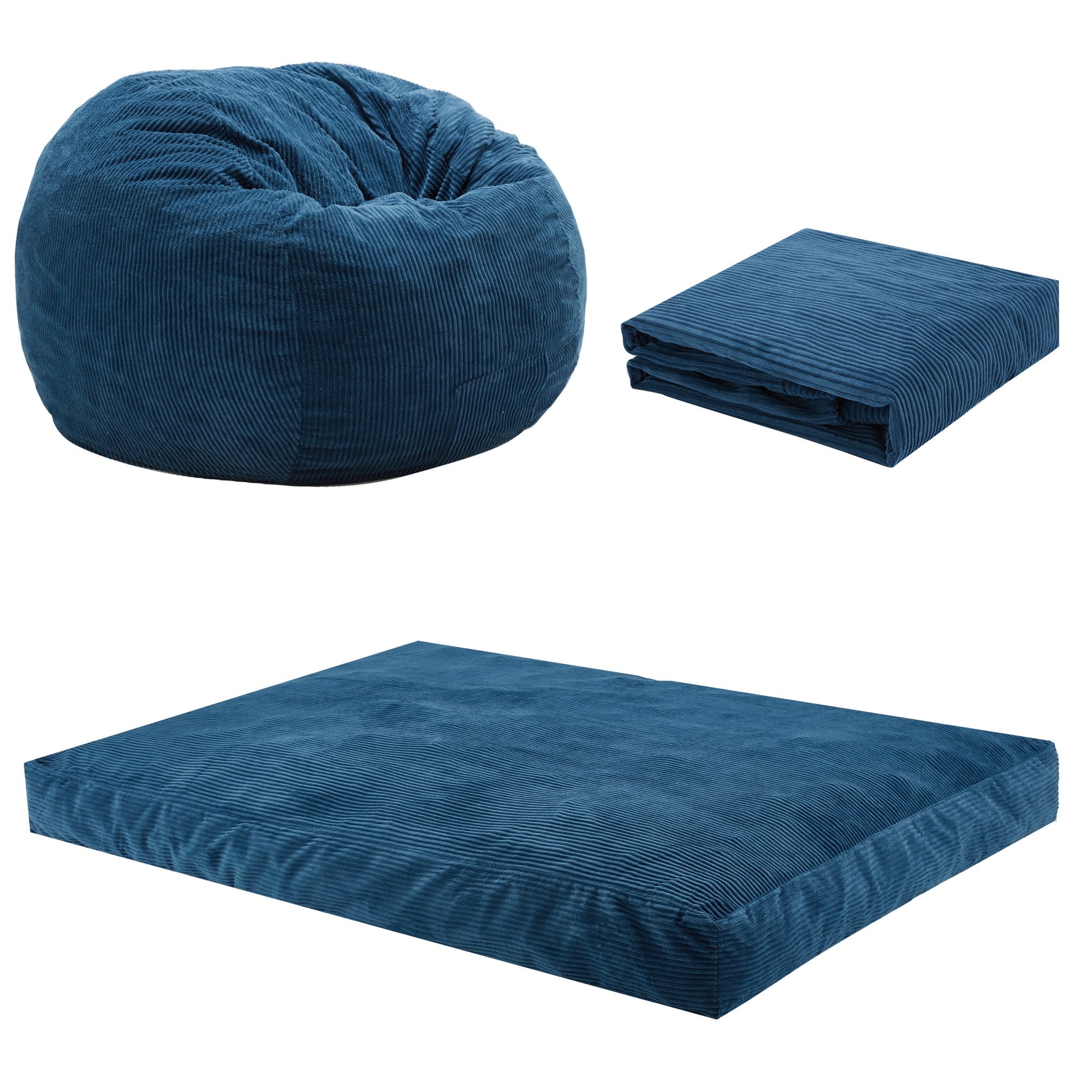 HABUTWAY's Corduroy Bean Bag Chair, Variable Shape from Bean Bag to Bed