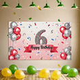 thumbnail image 6 of Sparkly Number 6 Happy Birthday Banner with Balloon and Star Elements Party Backdrop Background for Birthday Party Decorations Photography Props and Event Decors, 6 of 8