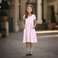 thumbnail image 4 of Kids A Line Sundresses Polka Dot Stripe Print Short Sleeve Outdoor Holiday Casual Girls Dresses, 4 of 5