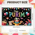 thumbnail image 2 of Golden Mask Purim Banner Purple Crown Festive Backdrop Rainbow Design Colorful Stars Celebration Background for Purim Festival Party Decoration Photo Backdrop, 2 of 9