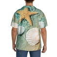 thumbnail image 5 of Balery Starfish And Seashell Men's Casual Button Down Shirt Short Sleeve Textured Summer Cuban Beach Shirts-Medium, 5 of 7