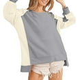 thumbnail image 6 of biudgviw Sweatshirt for Women Casual Loose Long Sleeve Round Neck Oversized Tops Color Block Fall Fashion Clothes, 6 of 7