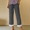 thumbnail image 5 of VBVC Women's Cotton-Linen Look Pants,Drawstring Lace Trim Sweatpants For Women,Ladies Lightweight Summer Breathable Pants with Pockets,Gray,S-2XL, 5 of 6