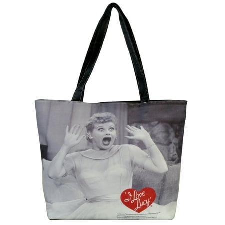 - AFONiE - I Love Lucy Black and White Faux Leather Tote Handbag