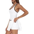 thumbnail image 2 of PISONIC Womens Tennis Golf Dress with Built-in Bra Shorts Racerback Color Block Pleated Hem Athletic Dresses with Pockets, 2 of 7