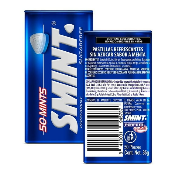 Pastillas refrescantes Smint sin azúcar sabor menta 35 g