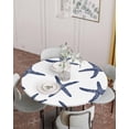 thumbnail image 4 of Watercolor Marine Starfish on White Fitted Round Tablecloths Elastic Edged Table Covers 45"-54",Seamless Blue Ocean Life Waterproof Dining Room Kitchen Table Cloth for Holiday Party Tables Decor, 4 of 8
