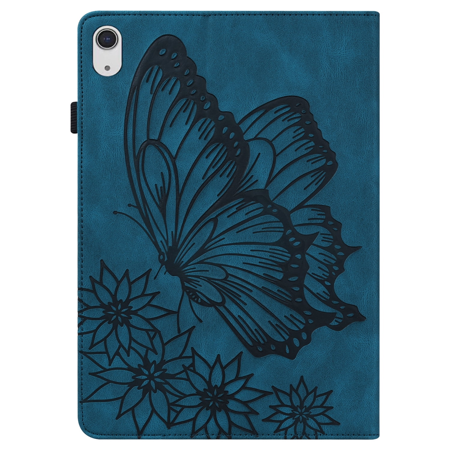 TECH CIRCLE iPad Case for iPad 10th Generation 2022, Slim Folio Stand Butterfly Embossed PU Leather Magnetic Wallet Cover with Pencil Holder & Elastic Strap for iPad 10th Generation 10.9" 2022,Blue