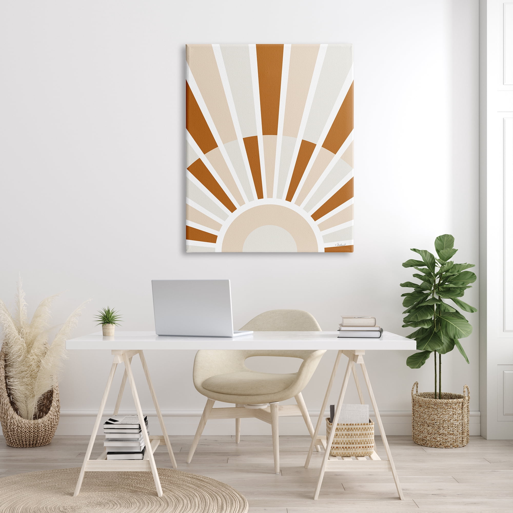 Stupell Industries Abstract Sun on Horizon Alternating Stripes Earth Tones Graphic Art Gallery Wrapped Canvas Print Wall Art, Design by Martina Pavlova