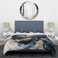 thumbnail image 3 of Designart "Strokes in Dark Blue and Gold XII" Fractals Bedding Covert Set - Abstract Blue Modern Bed Set With 2 Shams, 3 of 6