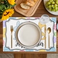 thumbnail image 4 of Happy Easter Placemats Set of 4, Cute Lovely Colorful Rabbits Silhouette Eggs Placemats for Dining Table, Place Mats for Kitchen Tabletop, Waterproof Wipeable Dining Table Mats Set, 4 of 9