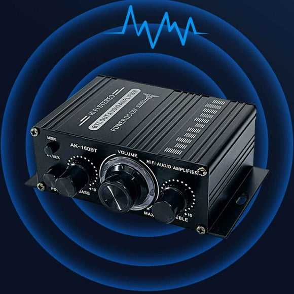 TopOne 12V 2 Channel Mini Audio Power Amplifier 20W x 2 Subwoofer Amplifier Hi-Fi Integrated Mini Speaker Amp