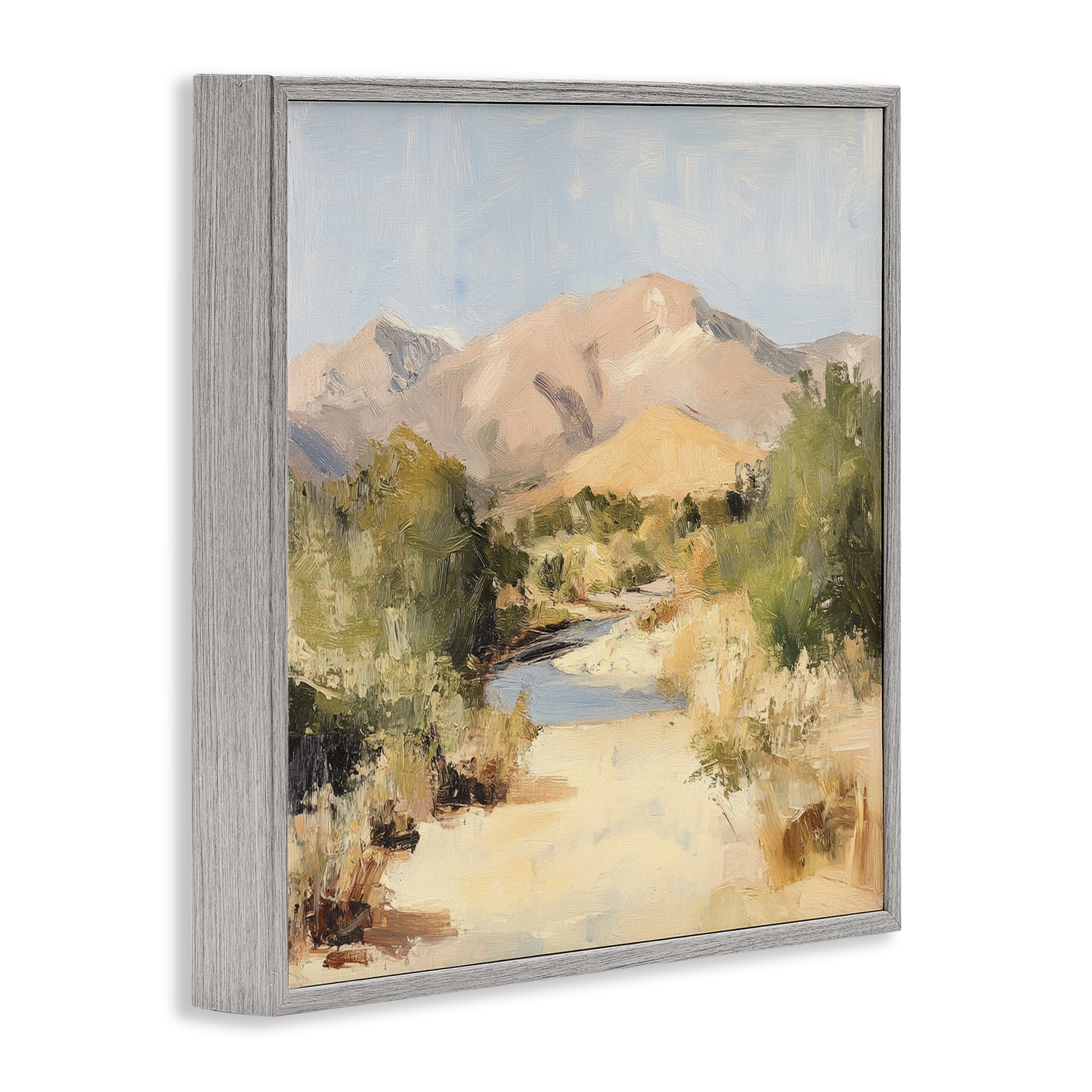 Stupell Industries Beige Desert Mountain Stream Gray Framed Giclee Art, design by Petal Prints Design