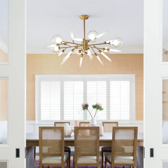 GMizon 39-inch luxury modern glass chandelier, 24-light dining room chandelier, bedroom living room lighting fixture (copper color)