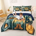thumbnail image 3 of Manfei Rustic Rv Queen Comforter Set,Vintage Tent Pattern Comforter Sets Queen,Green,Navy Blue Reversible,3-Piece,1 Comforter and 2 Pillowcases, 3 of 7