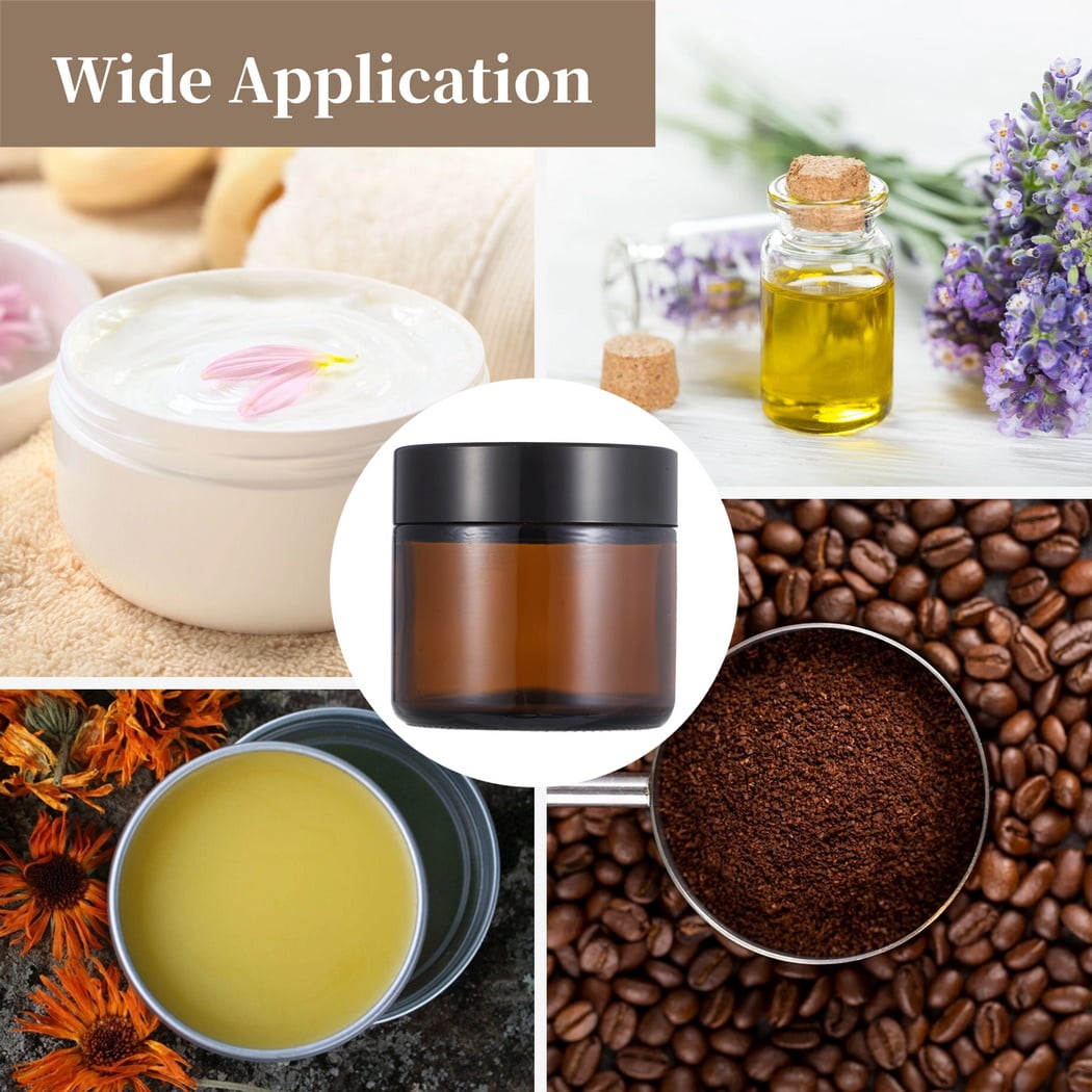 16 PCS Brown Glass Jars, 60ml Brown Glass Ointment Jars with Screw-on Lids, Travel Cream Glass Jar, Mini Leakproof Glass Jar with Lid, Airtight Container for Skin Care Cosmetic, Coffee, Tea