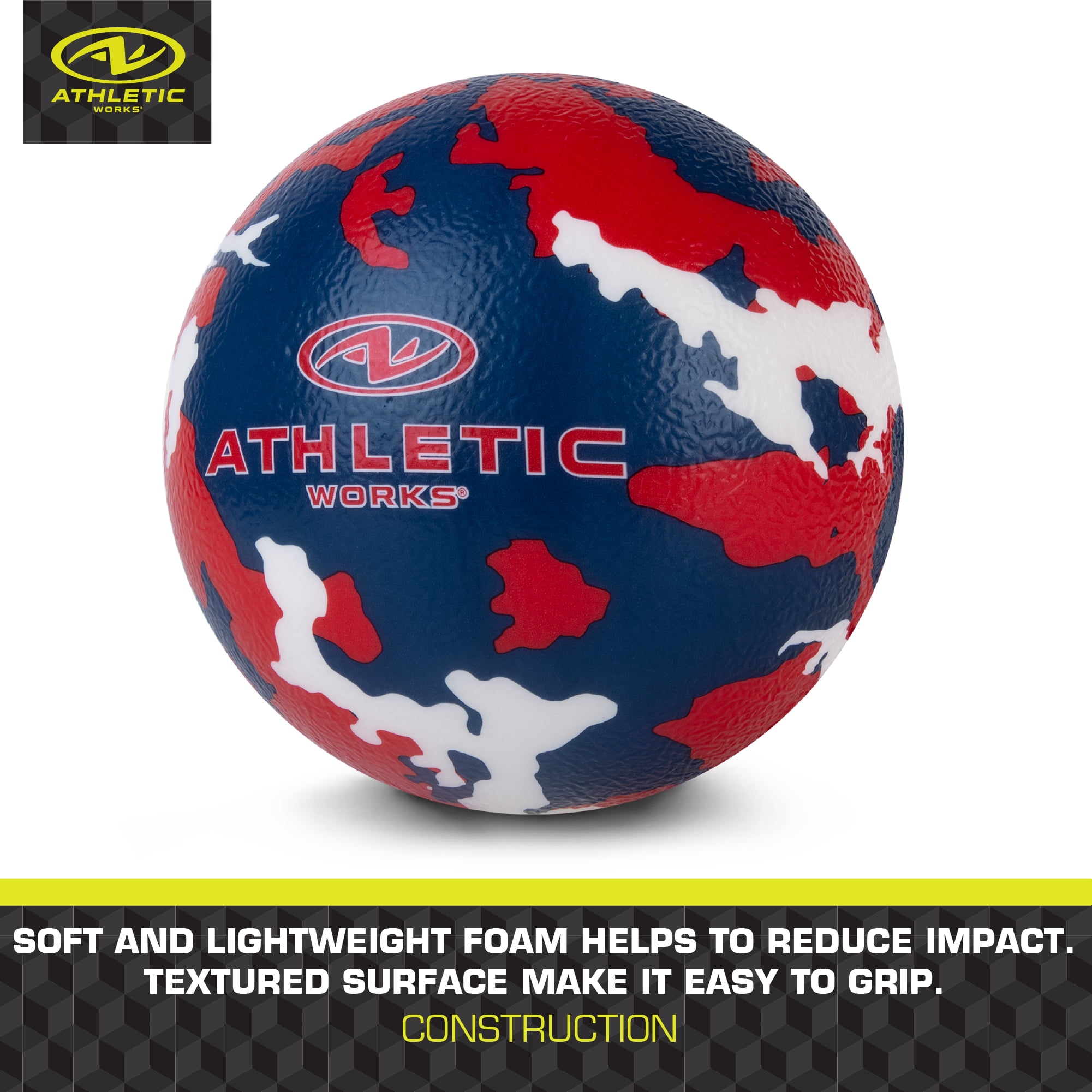 (6 pack) Athletic Works Americana Camo Dodgeball, 7 in, Child 3 Years & up, Red, White and Blue