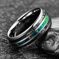 thumbnail image 3 of 8mm Men's Tungsten Carbide Wedding Ring Inlaid with Opal and Imitated Meteorite Dome Style High Polished Comfort Fit Size 7-12, 3 of 5