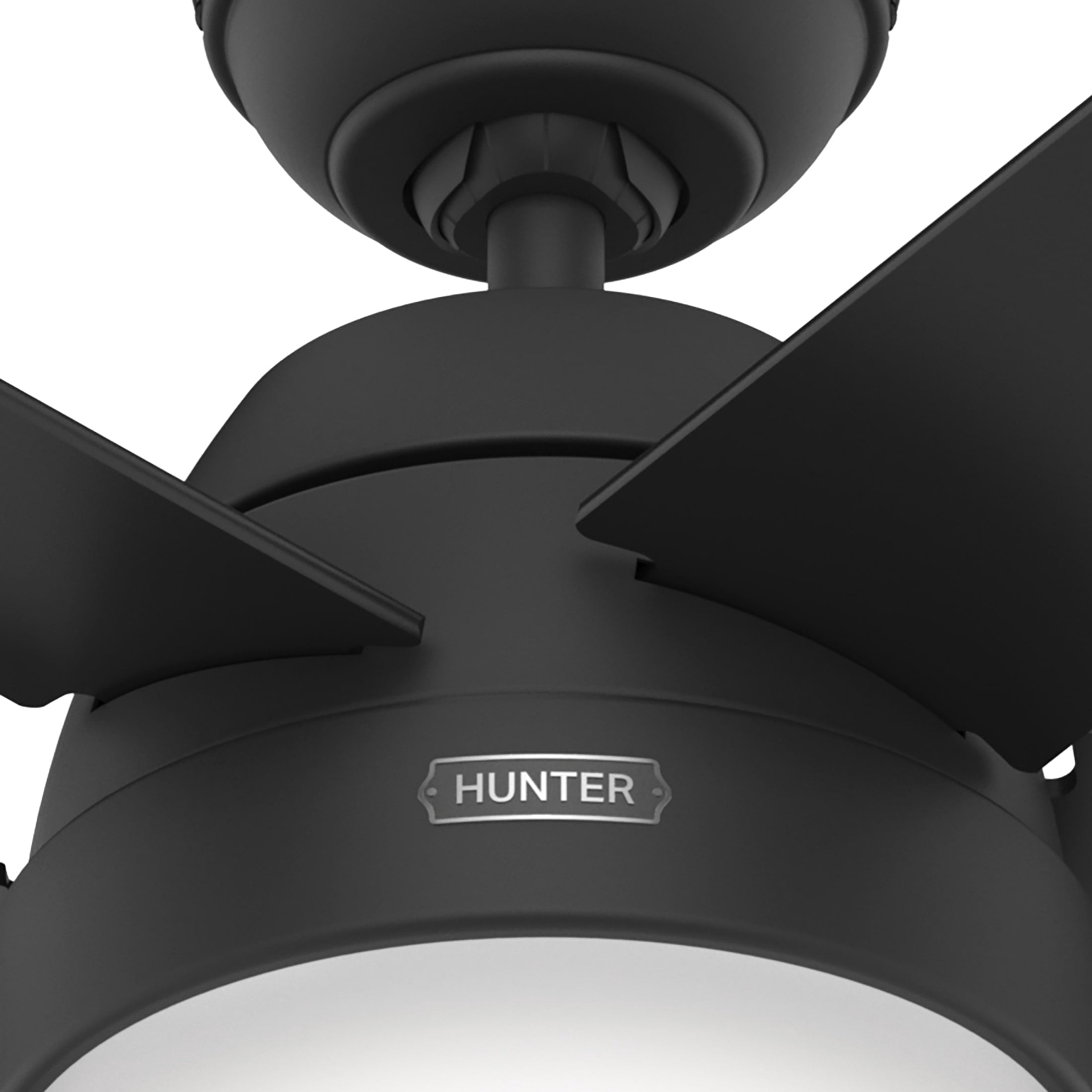 Hunter 52 inch Indoor Ceiling Fan with LED Light - Black Ceiling Fan with Pull Chain, For Bedroom, Living Room, or Kitchen, Standard Mount, No Remote, 5 Blades - Anslee 52385, Matte Black