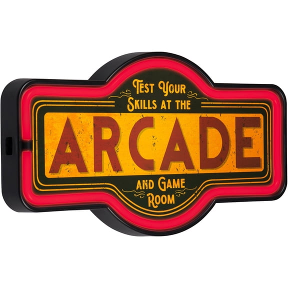 Arcade LED Neon Sign Vintage Inspired Retro Decor for the Home, Game Room, Bar, or Man Cave (17” x 9.5” x 2”)