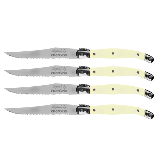Cuchillos para Carne Laguiole Laguiolelvory 4 Pzas 23 cm Marfil Acero Inoxidable Cuchillo para carne.