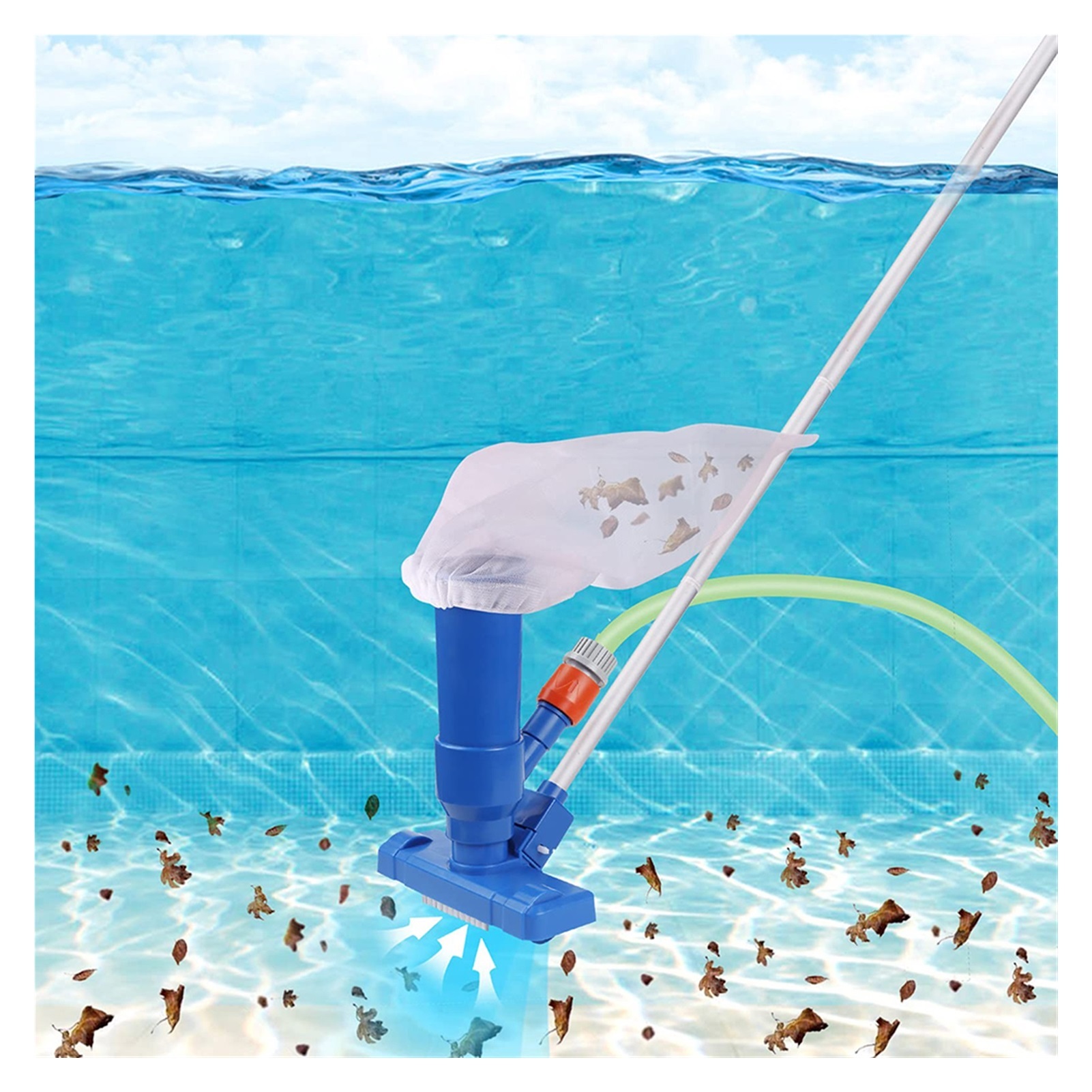 Swimming Pool Vacuum Cleaner Cleaning Tool Suction Head Pond Fountain Spa Pool Vacuum Cleaner Brush With Handle ,Great Suction Power