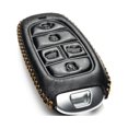 thumbnail image 3 of Vitodeco Leather Smart Key Fob Case Cover Protector Compatible with Tucson, Santa FE, Sonata, Nexo (2019 - 2024 Models) - 5-Button, Black, 3 of 5