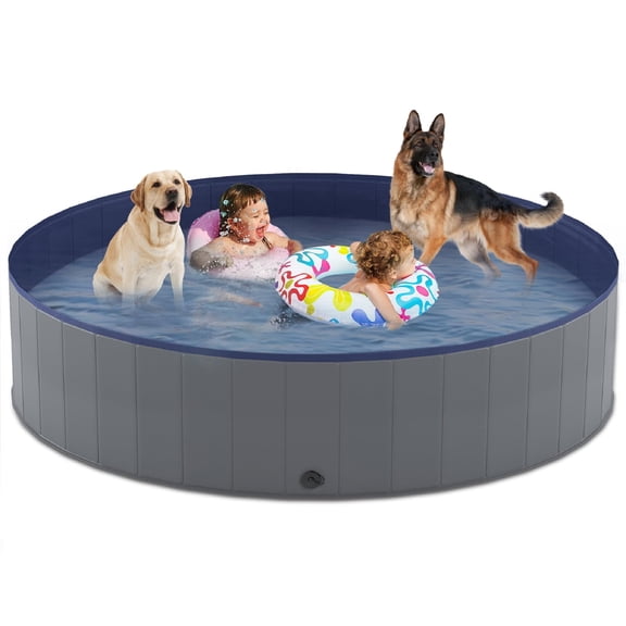 Niubya Foldable Dog Pool Multi-Purpose Ergonomic Design Pet Bath Tub Rack for Dogs with Drain