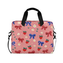 16" Laptop Briefcase for Work Travel Laptop Shoulder Bag Carrying Handbag Laptop Case Bows and Strawberries Pattern