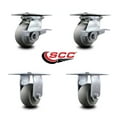 thumbnail image 2 of 4 Inch Thermoplastic Caster Set with Ball Bearing 2 Brakes and 2 Rigid SCC, 2 of 2