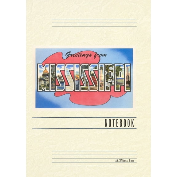 Vintage Lined Notebook Greetings from Mississippi, (Paperback)