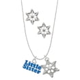 thumbnail image 1 of Delight Jewelry Royal Blue ''Little Sister'' with Heart Silver tone Snowflake Charm Necklace and Stud Earrings, 1 of 4
