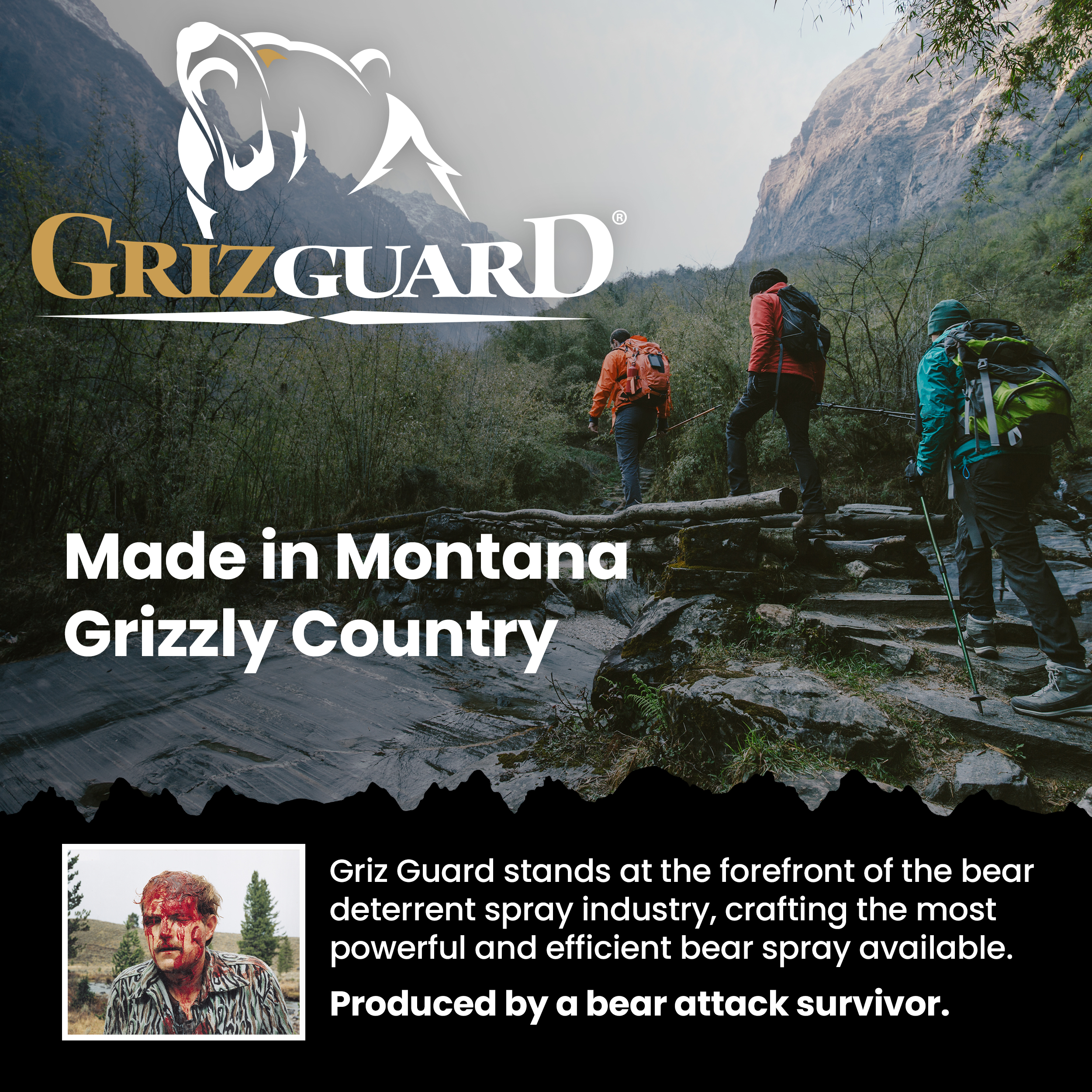 Griz Guard 260GG2 Bear Spray 2 Pack with Holster — 40 ft Range, Maximum Strength EPA-Registered Defense for Bears, Mountain Lions, Coyotes, Dogs & Moose — 9.2 oz Outdoor Hiking & Camping Protection