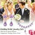thumbnail image 3 of Juwaliy Women Bridal Jewelry Set Teardrop Crystal Necklace Earrings for Bride Bridesmaid Wedding Party Prom Gift-Violet, 3 of 5