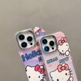 thumbnail image 4 of Hello Kitty-funda transparente y brillante para teléfono inteligente, carcasa electrochapada con cámara láser IMD para iPhone 14, 13, 12, 15 Pro Max, 4 of 4