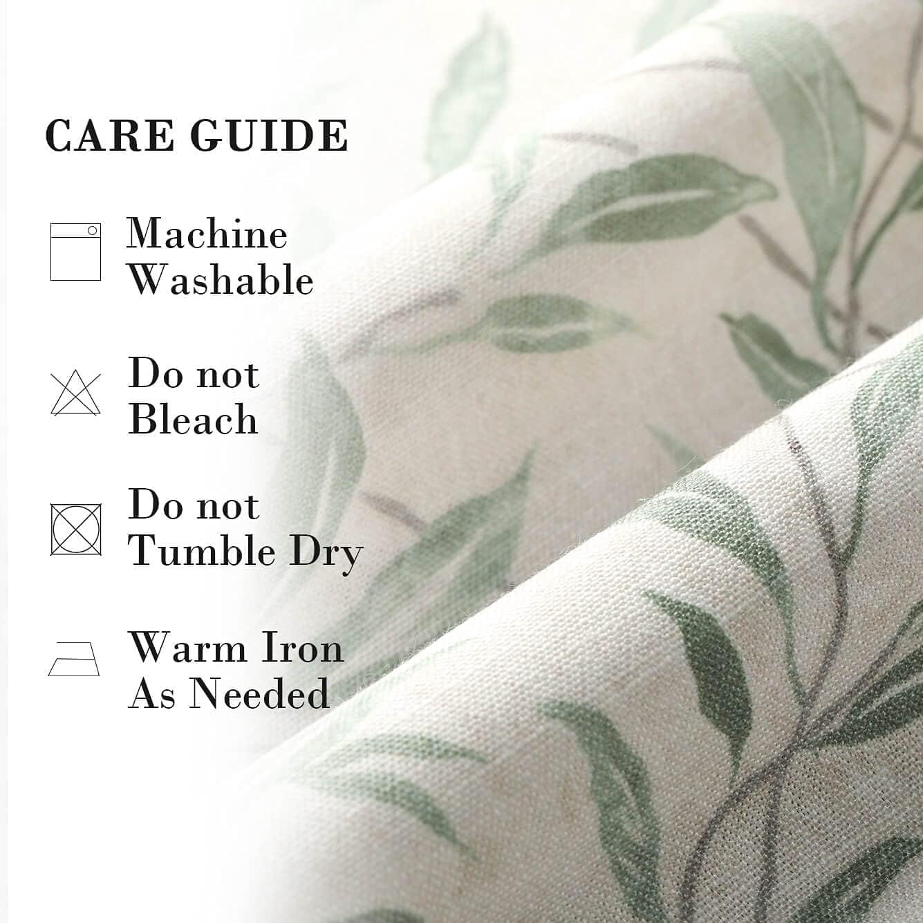 Kitchen Curtains 24 Inch Length, Green Leaves Print Linen Texture Short Tier Curtains Rod Pocket Valances for Dining Room, 27.5 x 24, 2 Panels