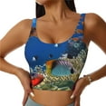 thumbnail image 3 of Goofa Colorful Coral Reef Printed Sports Bras for Women, High Impact Running Bra Workout Crop Tank Tops Longline Sports Bra Push up-Large, 3 of 9