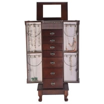 Patiojoy Jewelry Cabinet Armoire Cambered Front Storage Chest Stand Organizer
