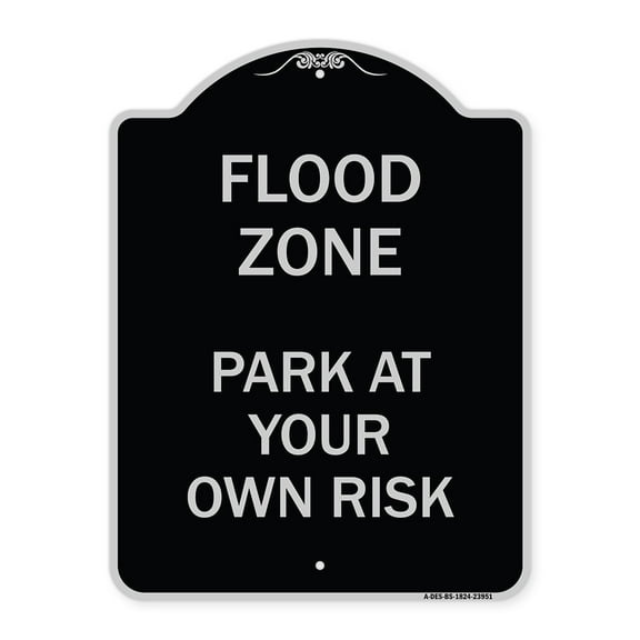 SignMission Designer Series Sign - Flood Zone | Black & Silver 18" x 24" Heavy-Gauge Aluminum Architectural Sign | Protect Your Business & Municipality | Made in the USA