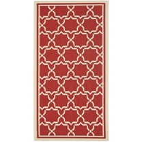 SAFAVIEH Courtyard Allison Oriental Indoor/Outdoor Area Rug, Red/Bone, 2' x 3'7"