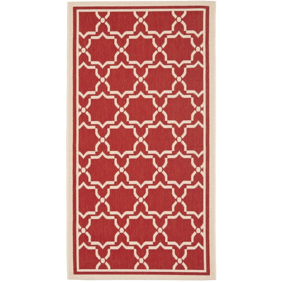 SAFAVIEH Courtyard Allison Oriental Indoor/Outdoor Area Rug, Red/Bone, 2' x 3'7"