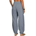 thumbnail image 2 of QLEICOM Womens Slacks Women's Relaxed Fit Straight Leg Pants Fashion Summer Loose Cotton And Linen Pocket Solid Trousers Pants Work Cargo Casual Pants Wide Leg Pants Relaxed Fit Trousers Gray M, 2 of 2